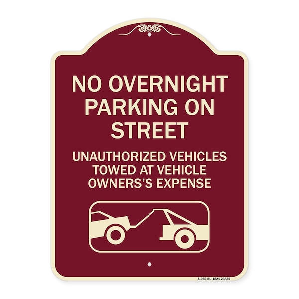 Signmission No Overnight Parking on Street Unauthorized Vehicles Towed at Vehicle Owners Expense, BU-1824-23835 A-DES-BU-1824-23835 - main